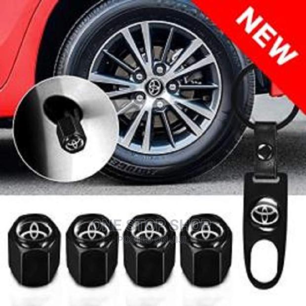 Tire Fitted With Toyota Branded Air Valve Cap +Keyholder