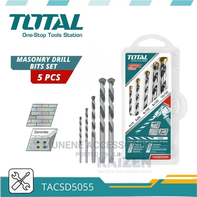 TOTAL 5pcs Concrete Drill Bit Set Masonry