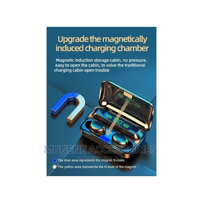 TWS F9 Bluetooth 5.0 LED Display Mini Earbuds Powerbank 2200