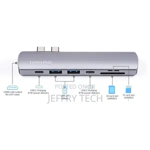 Dual USB C Hub Adapter,7-In-1 Aluminum Type-C Pro Dongle Wit