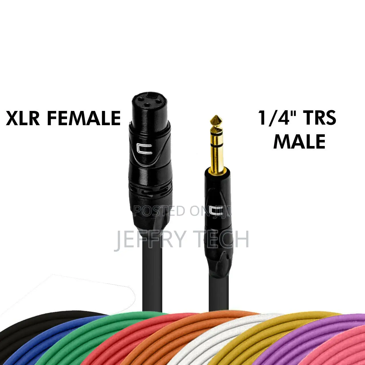 3-Pin XLR Female to 1/4" TRS Male Balanced Stereo Cable Cust