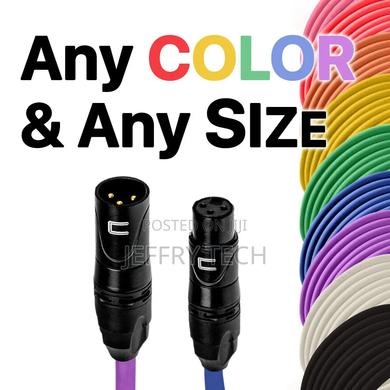 3 Pin XLR Male to Female Balanced Cable - Custom Length Colo