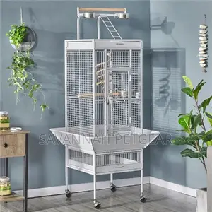 Rolling Metal Parrot Cage With Playtop