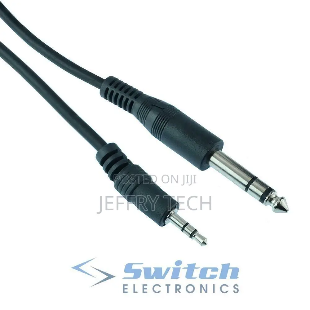 6.35mm Stereo to 3.5mm Stereo Male Jack Plug Cable Lead - 1m