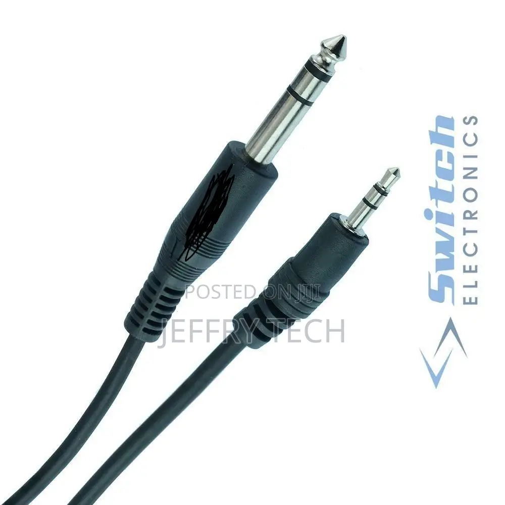 6.35mm Stereo to 3.5mm Stereo Male Jack Plug Cable Lead - 1m