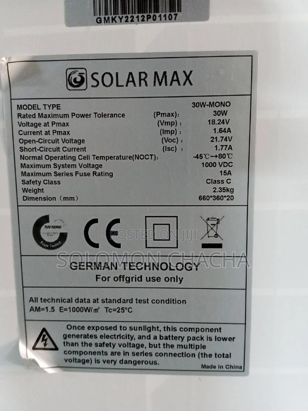 Solarmax 30watts 12volts Solar Panels - thumbnail 2