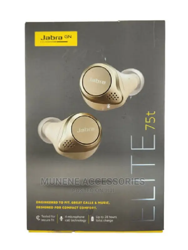 Jabra ELITE 75T Bluetooth Earbuds Secure Fit 4 Mic Tech
