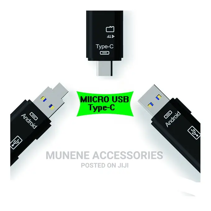 3 In 1 USB Type-c To Micro USB 3.0 OTG TF SD Mem Card Reader