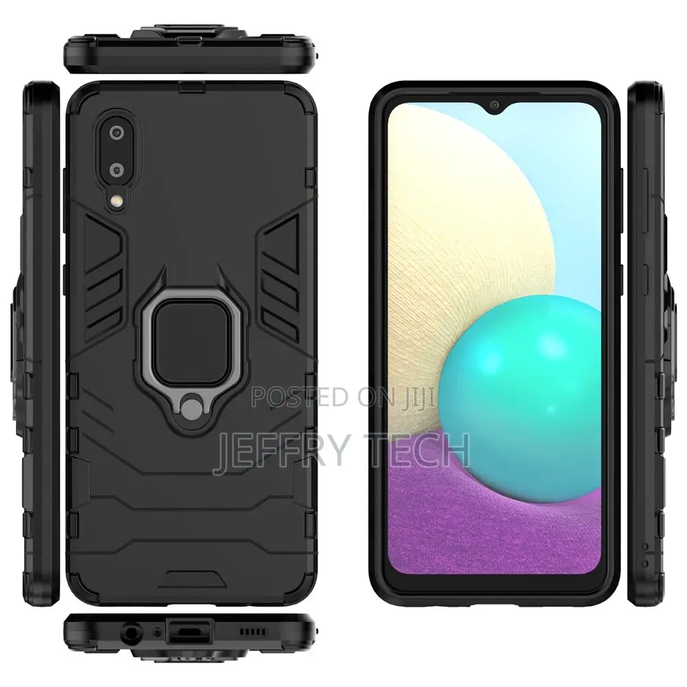 Samsung Galaxy A02 Luxury Ring Back Cover Stand Armor Shockp