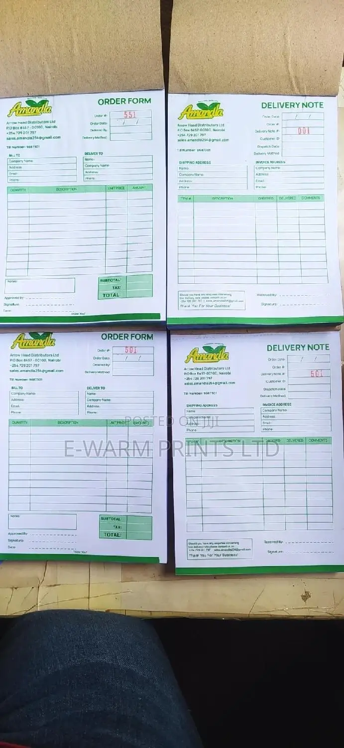 Receipt Books, Invoice Books, Delivery Books Etc