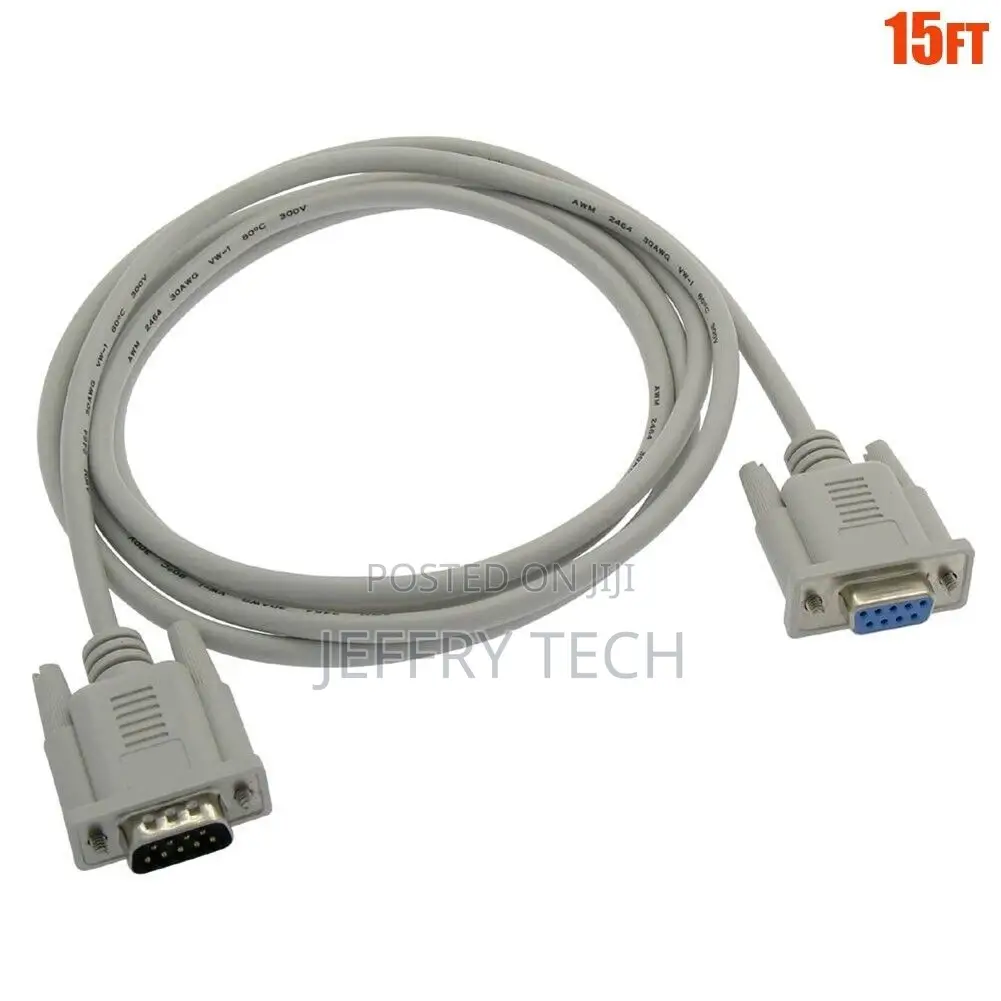 15ft DB9 DB 9 9-pin RS-232 Male To Female M/F Serial Extensi