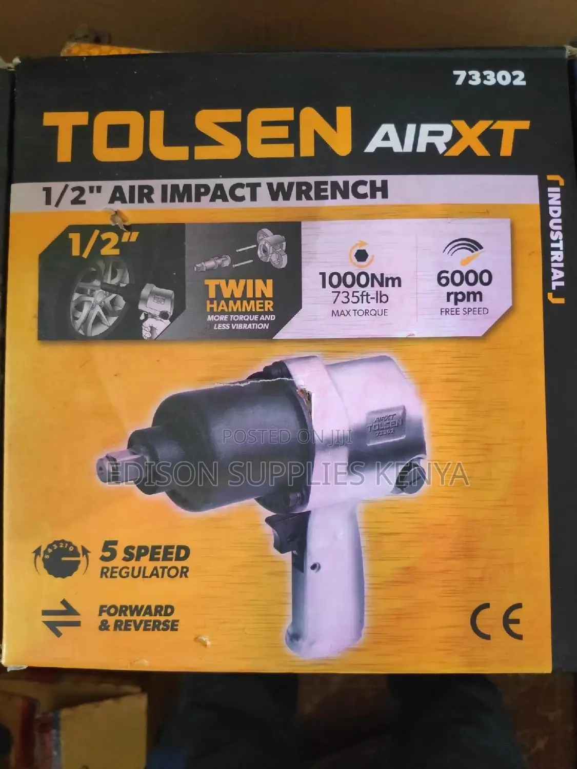 Tolsen Air Impact Wrench 1/2inchs Twin Hammer 1000nm 73302