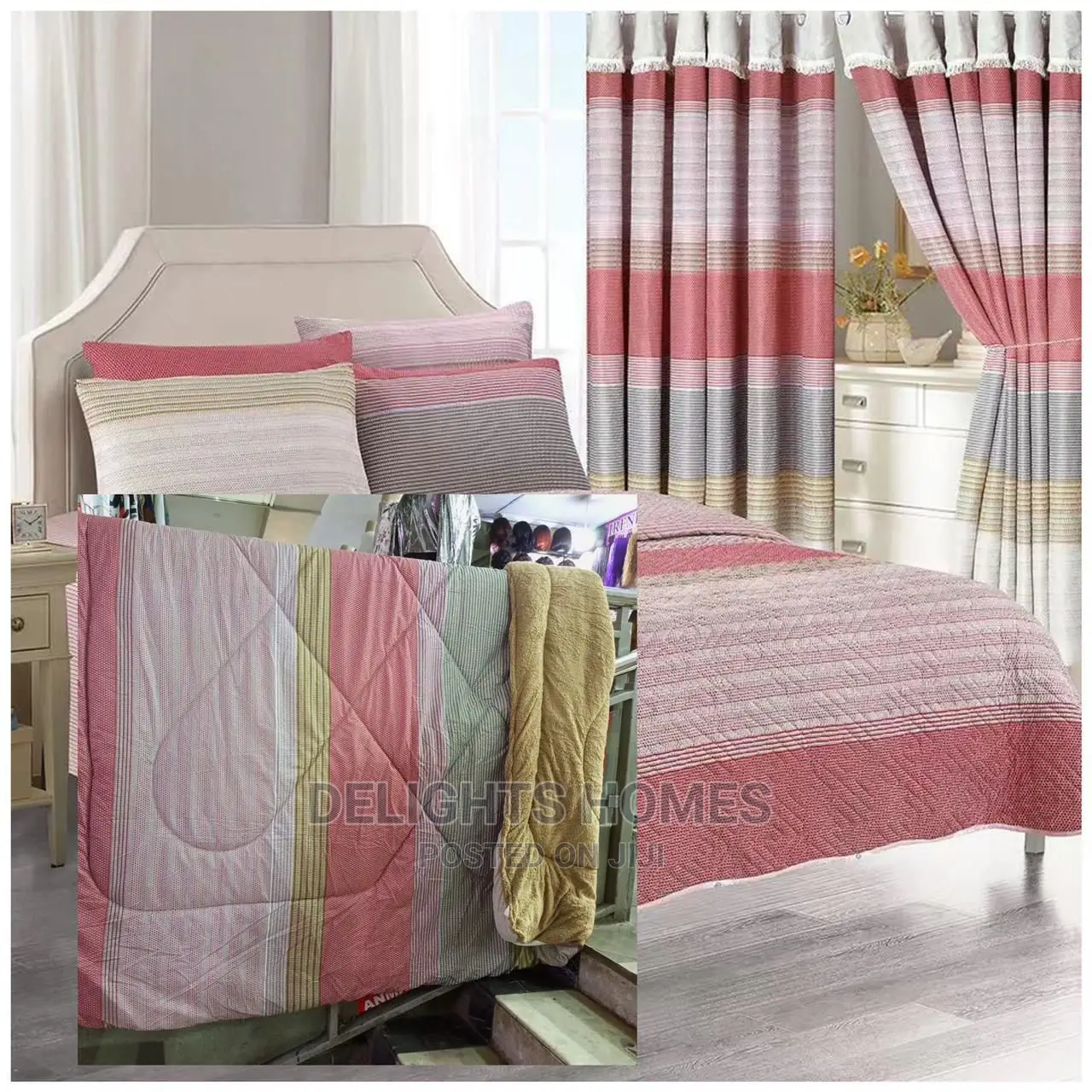 7 Piece Cotton/Woolen Duvet With Matching Curtain Set*