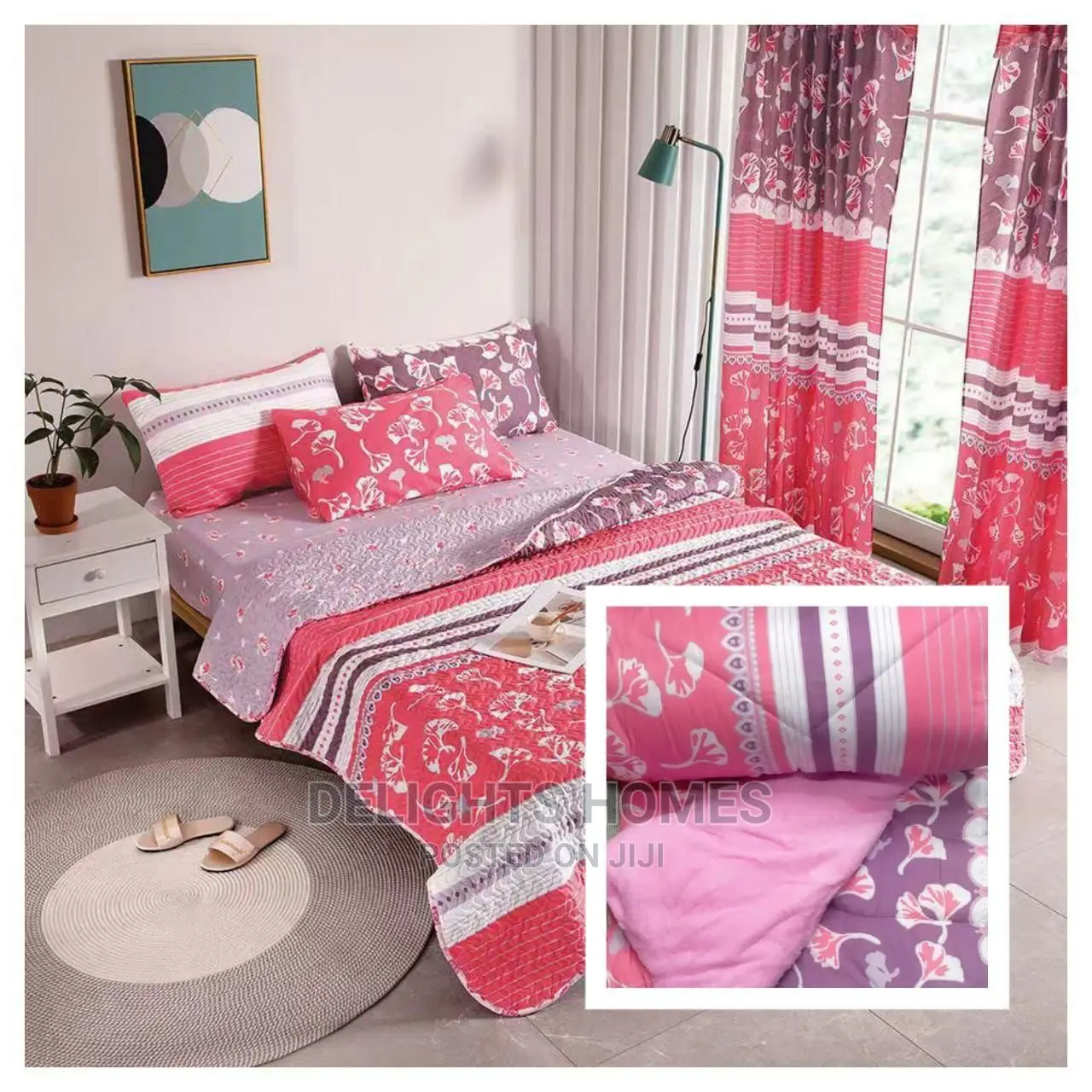 7 Piece Cotton/Woolen Duvet With Matching Curtain Set*