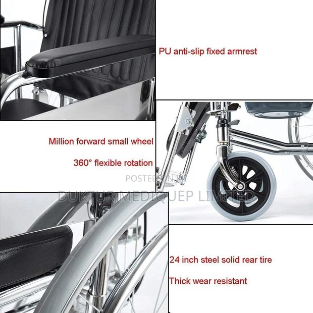 Reclining Commode Wheelchair U-Cut - thumbnail 4