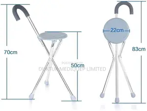 Portable Elderly Crutches Chair With Stool Walking Stick