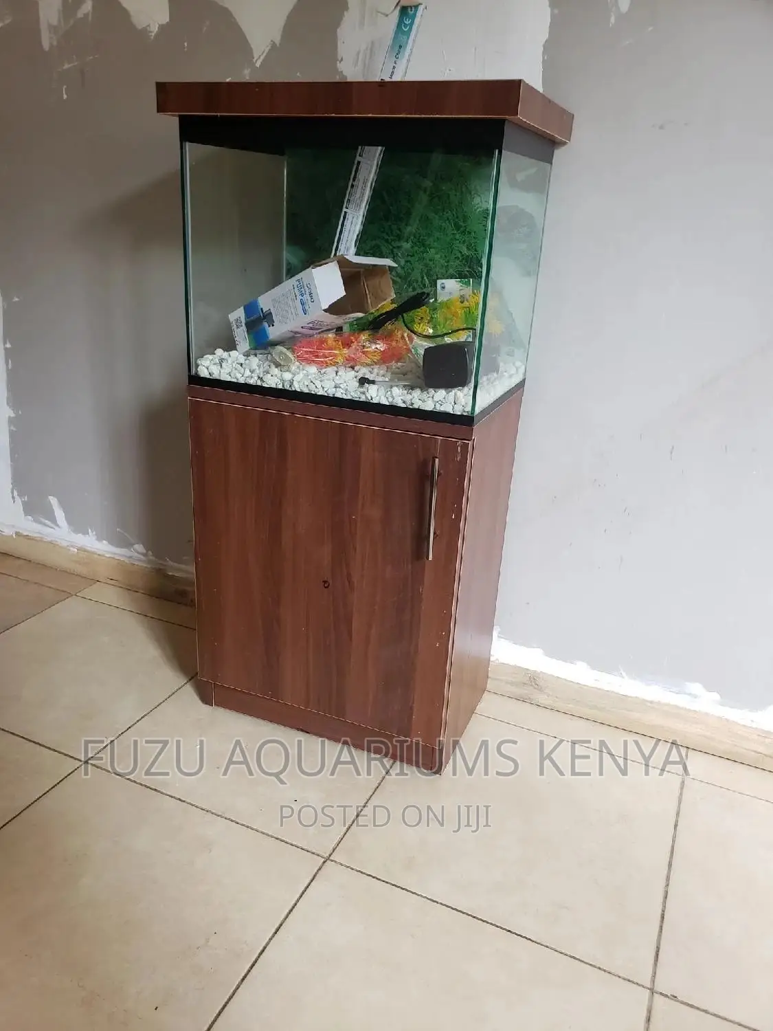 Aquarium With Brown Stand