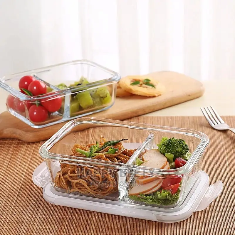 #*2 Grid Microwave - Safe Glass Lunch Box*