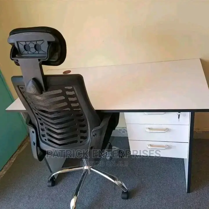 1.2 Mtrs Office Desk Plus High Back Recliner Headrest Chair