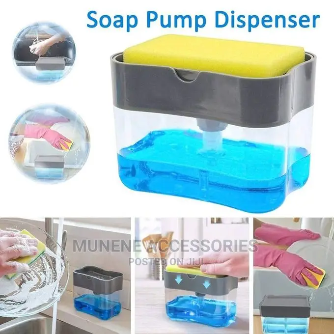 Kitchen Soap Dish Pump Dispenser With Free Sponge Candy385ml