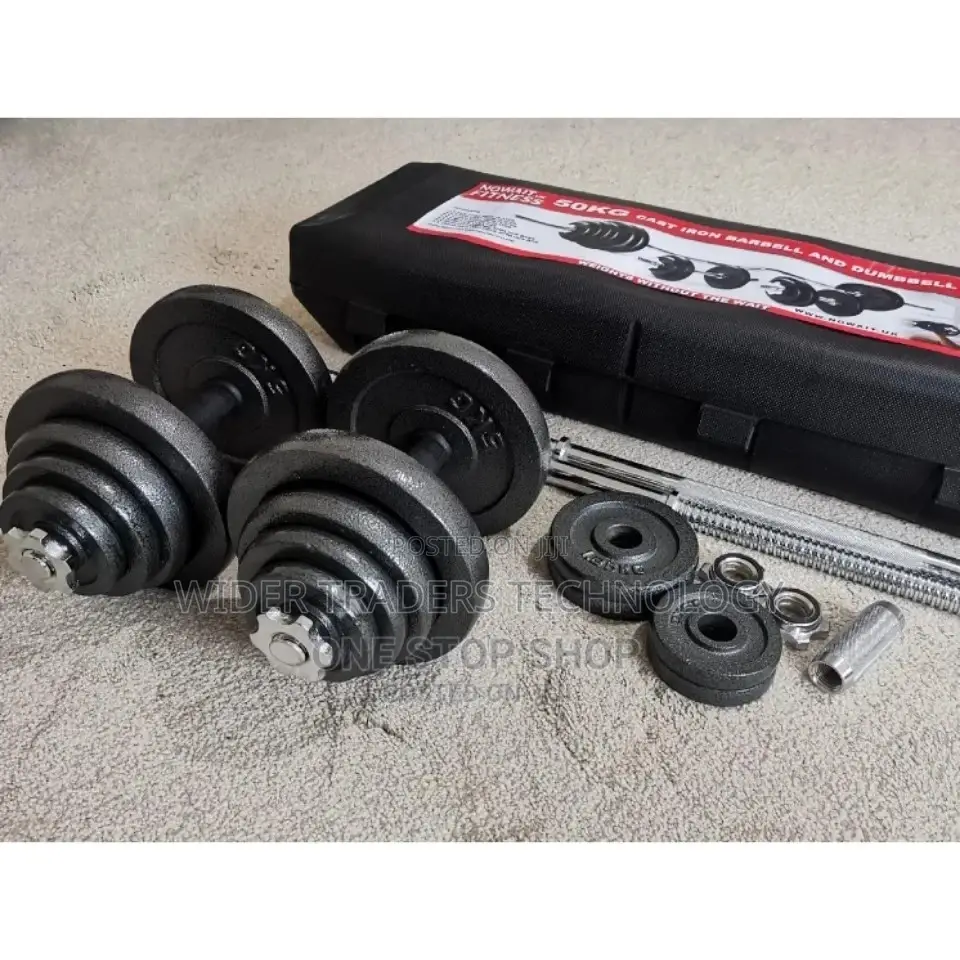 Dumbbell Barbell Set, 1 Rod 2 Bar, Weight: 50 Kg