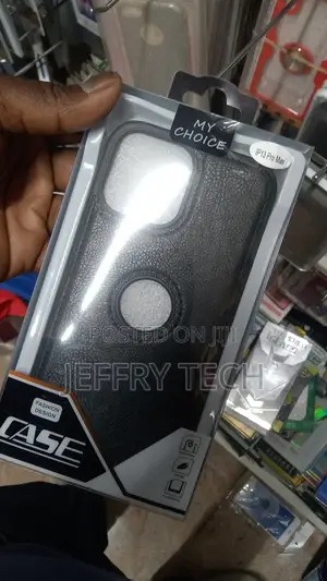 iPhone 13 Pro Max Case Leather Slim Logo View Luxury Cover B