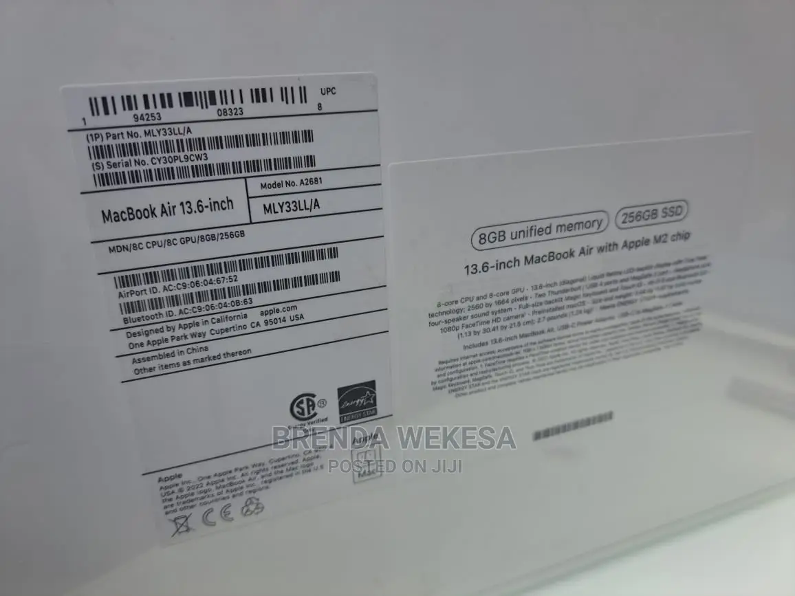 New Laptop Apple MacBook Air 8GB SSD 256GB
