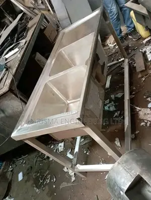 Shinny Stainless Double Sink With Undershelf