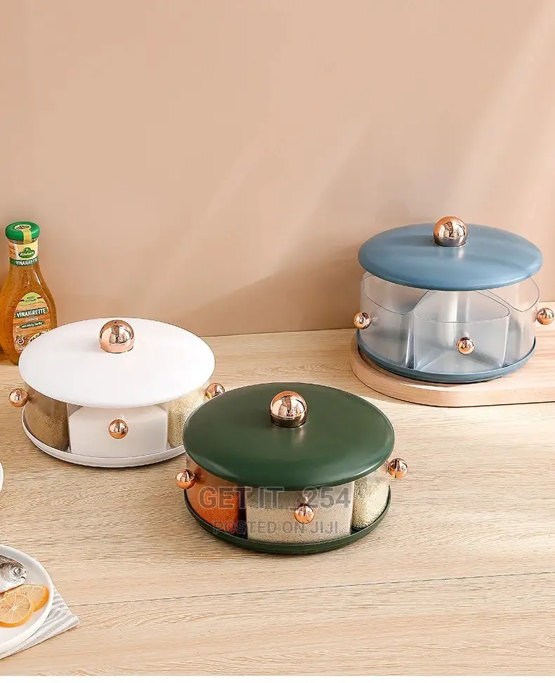 *Rotating Seasoning 5 Grid Storage Box
