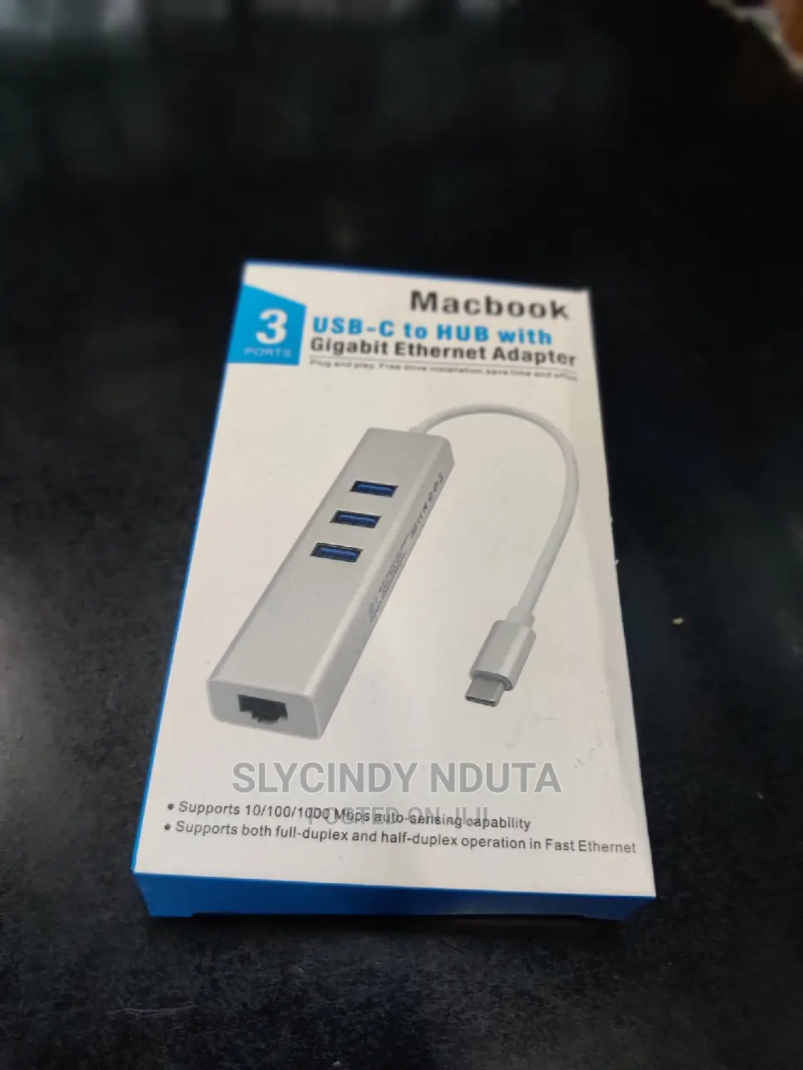 Macbook 3ports USB-C to Hub With Gigabit Ethernet Adapter