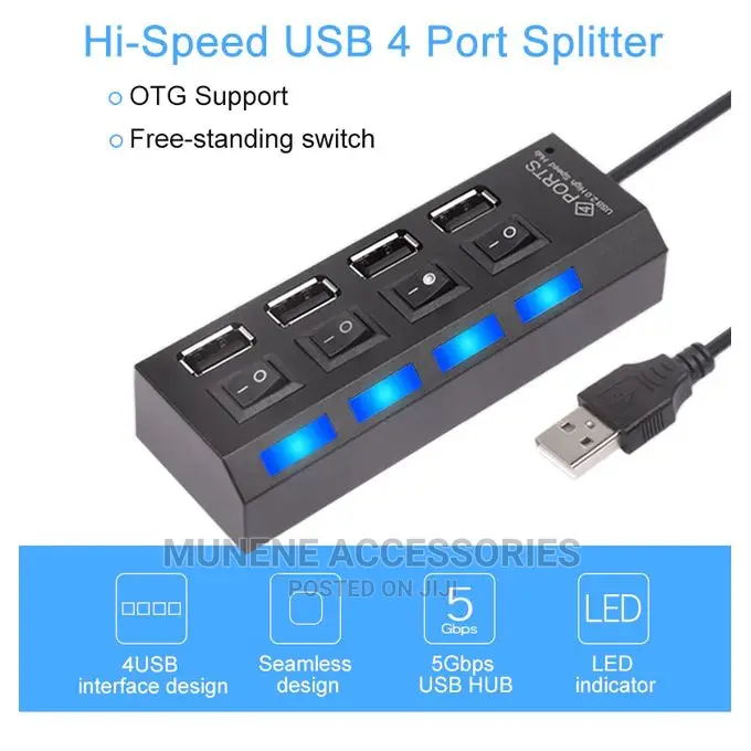 4 Port USB 2.0 HUB Extender Adapter for Laptop PC DATA TRANS
