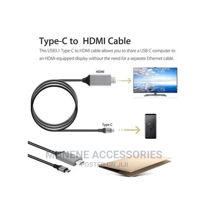 1080P 2M Type C Usb-C to HDMI HD TV Cable for Samsung Etc