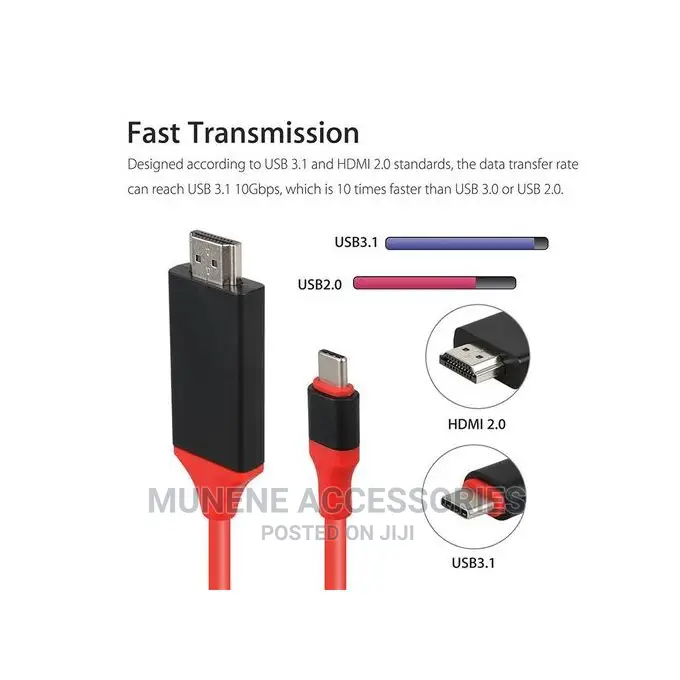 1080P 2M Type C Usb-C to HDMI HD TV Cable for Samsung Etc