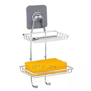 Two Tier Metallic Soap Dish 
Comes With Adhesive Sticker