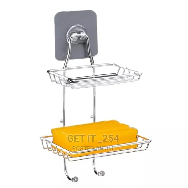 Two Tier Metallic Soap Dish 
Comes With Adhesive Sticker
