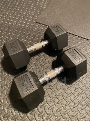 Hex Rubber Coated 15kgs Dumbells
