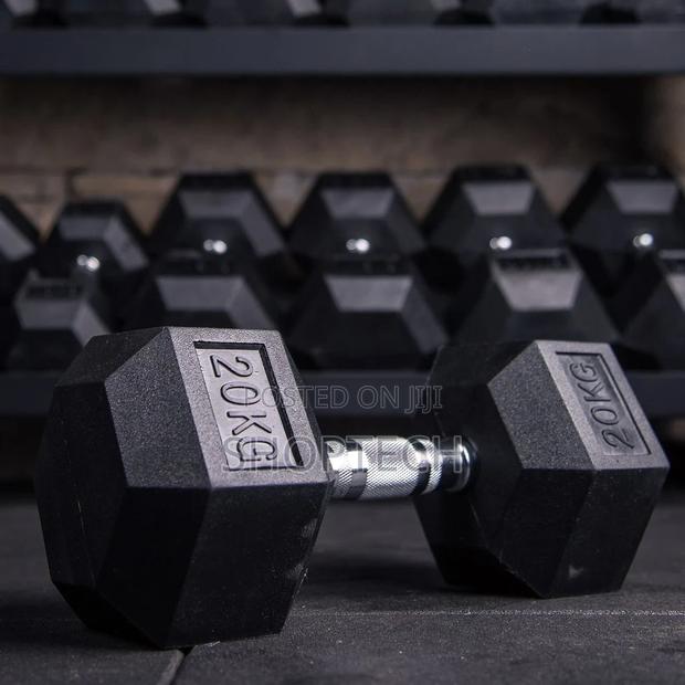 Hex Rubber Coated 20kgs Dumbells