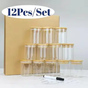 *12pcs Glass Spice Jar Set*
✓Material: Glass + Bamboo Li*