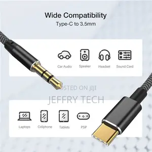 Type C to 3.5mm Jack Cable Car Stereo Audio Aux Adapter Head