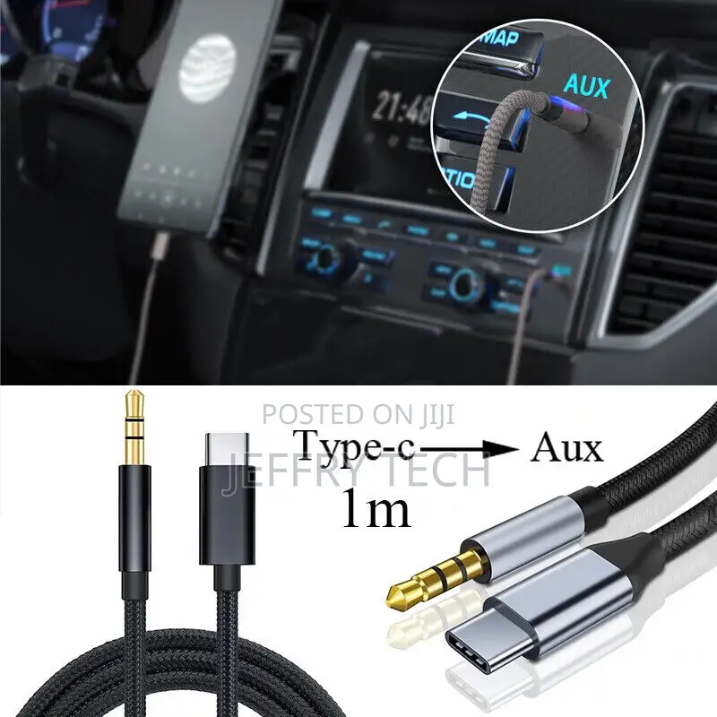 Type C to 3.5mm Jack Cable Car Stereo Audio Aux Adapter Head