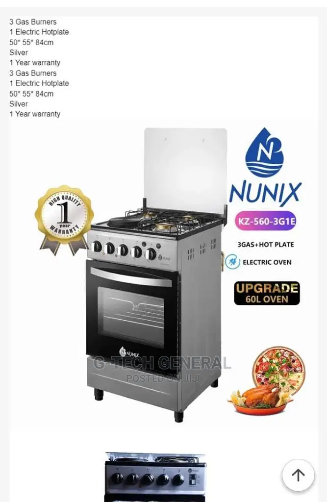 Nunix 3+1 Gas Cooker 50*55 Standing Oven