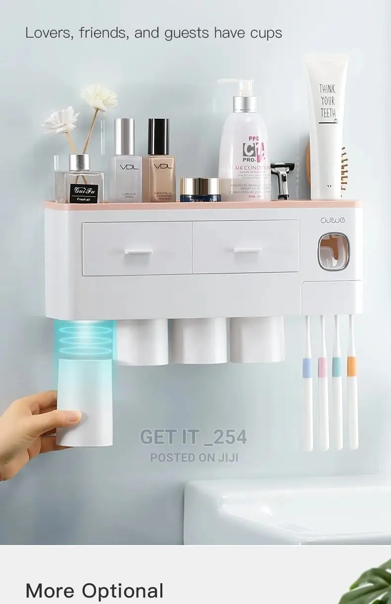 *Magnetic Inverted Automatic Toothpaste Dispenser With 4 Cup