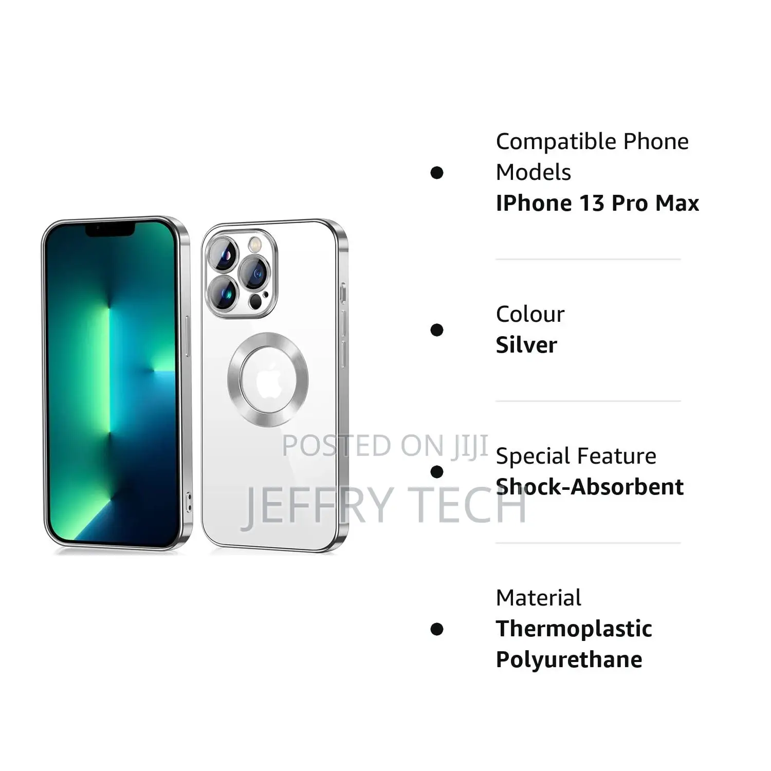 Back Case Cover Compatible With iPhone 13 Pro Max (Silver)