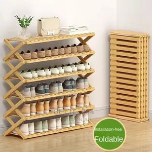 *6-Tier Brown Bamboo Shoe Rack Stand / Multifunctional