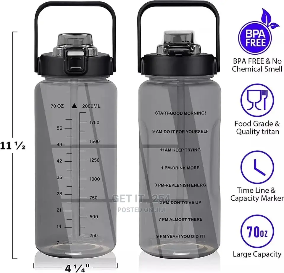 *2lrs Motivational Water Bottle With Storage Sleeve