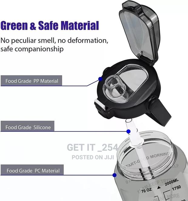 *2lrs Motivational Water Bottle With Storage Sleeve - thumbnail 6