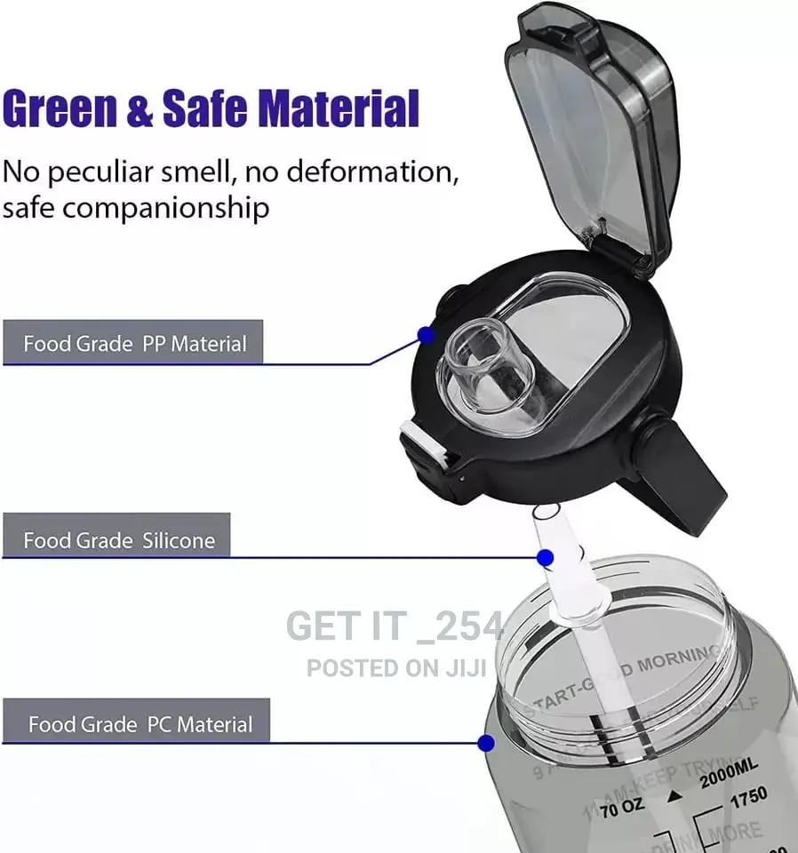 *2lrs Motivational Water Bottle With Storage Sleeve