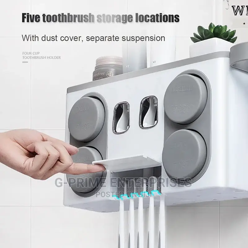 Toothpaste Dispenser -Toothbrush Organizer