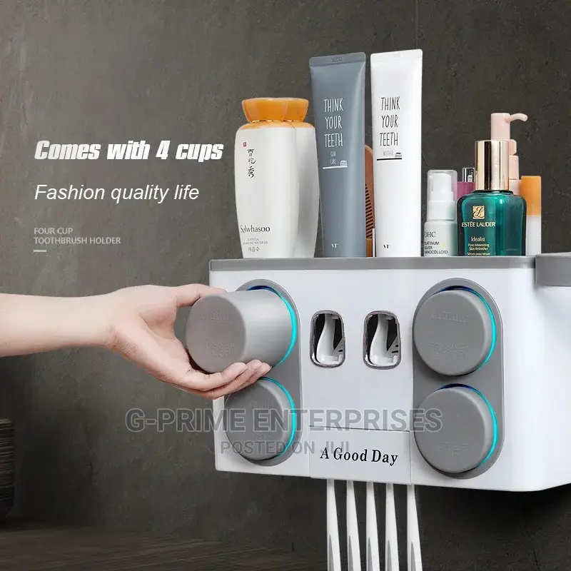 Toothpaste Dispenser -Toothbrush Organizer