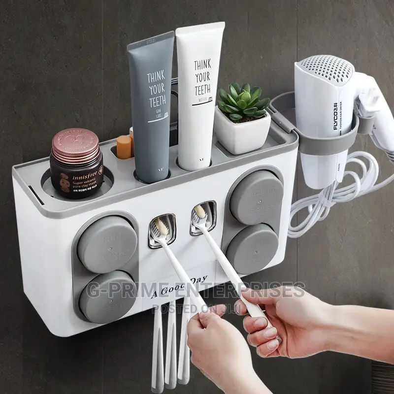 Toothpaste Dispenser -Toothbrush Organizer